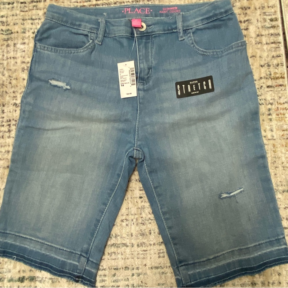 NWT Children's Place Bermuda skimmer denim shorts girls size 14